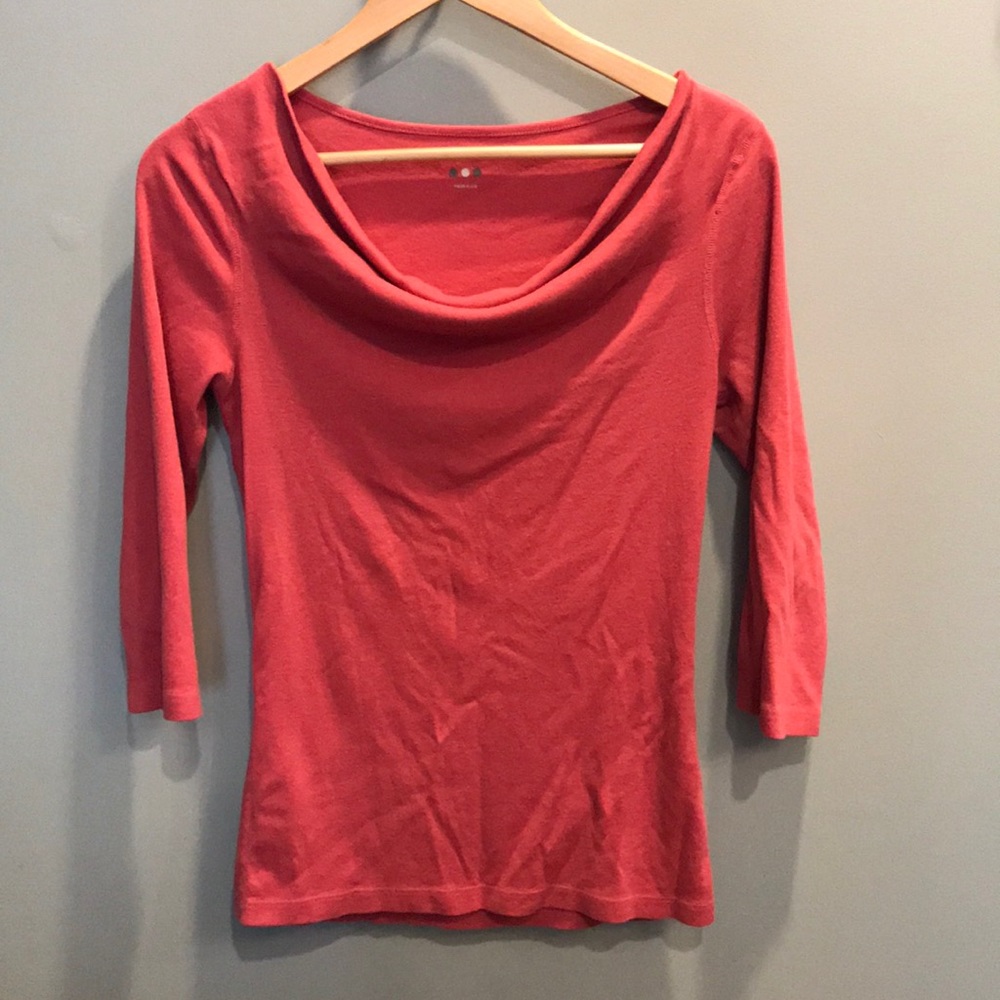 Three Dot mauve drape neck shirt